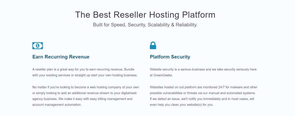 greengeeks reseller hosting features