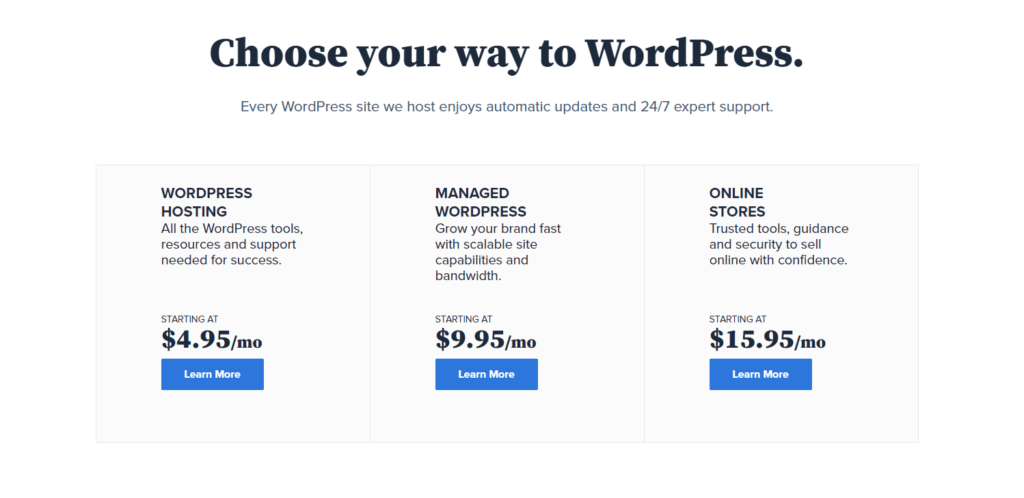 Bluehost WordPress Pricing Plan
