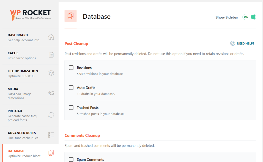 clean wordpress database