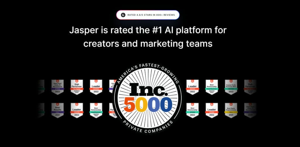 Jasper ai Free Trial 2023: Free 10000 Words (Click to unlock 5-day free access) 1 Jasper ai awards