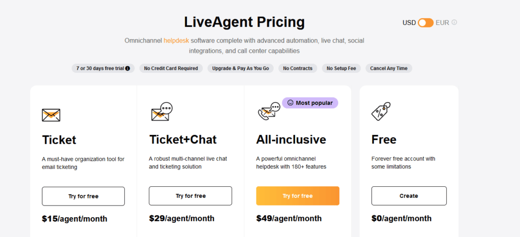 live agent pricing plan