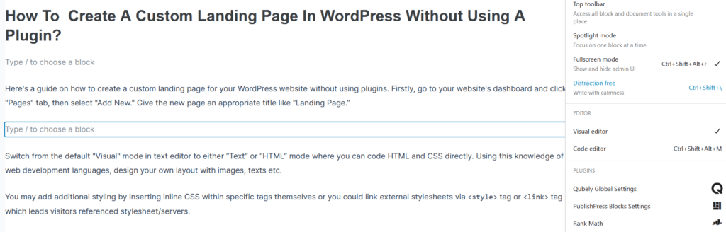 Create a Custom Landing Page in WordPress Without Using a Plugin?