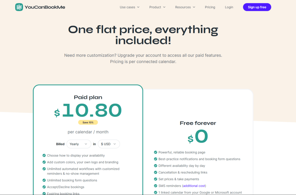 Youcanbookme pricing plans