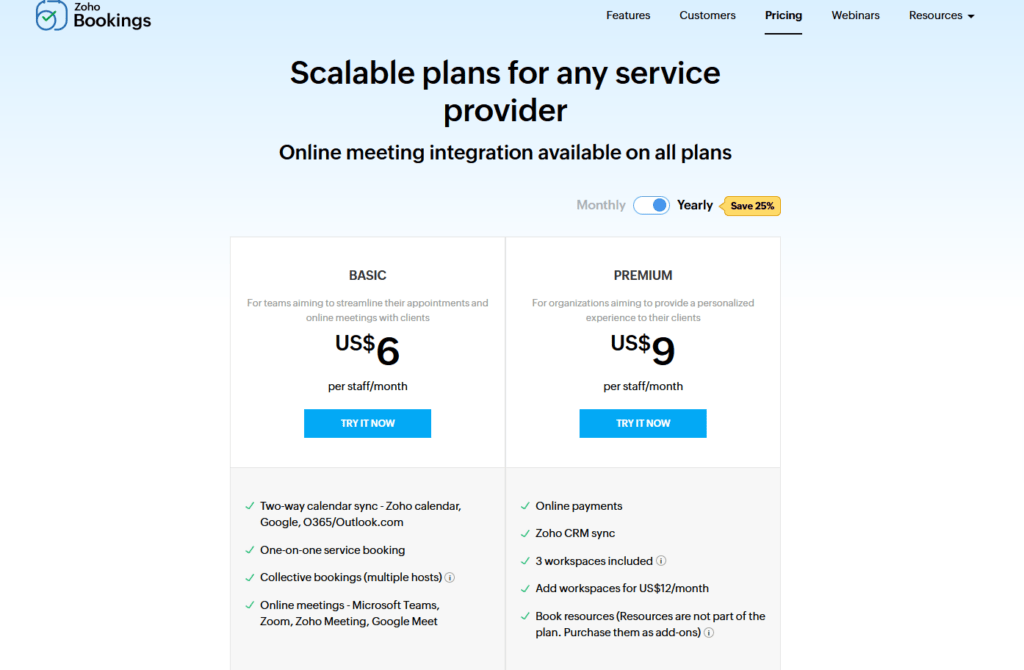 ZohoBooking pricing